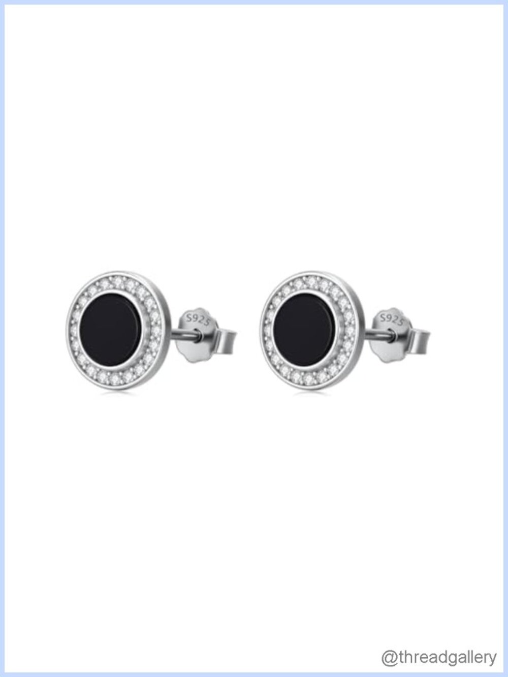8mm Natural Onyx Stud Earrings 925 Sterling Silver Hypoallergenic